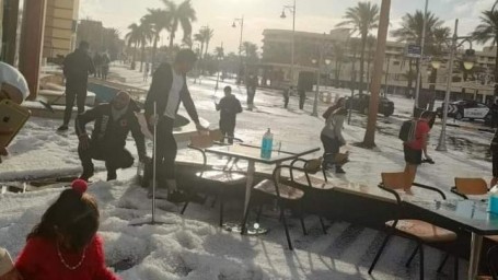 В Египте выпал снег с градом